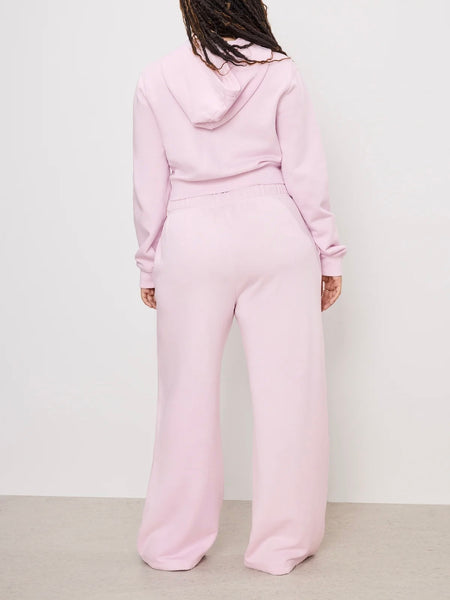 Brushed Fleece Wide Leg Pant in Washed Cotton Candy