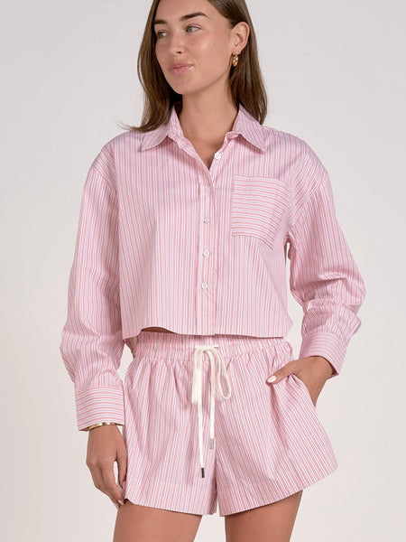 Tied Just Right Blouse in Blue Stripe