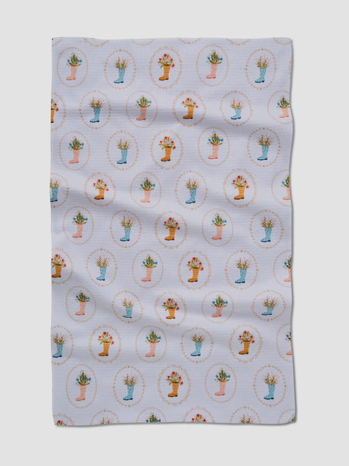 Rainboots in Bloom Tea Towel