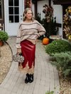 Sassy But Sweet Midi Skirt in Burgundy