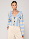 Bradley Stripe Cardigan in Blue & White