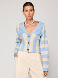 Bradley Stripe Cardigan in Blue & White