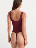 The Sculpting Modern Tank Bodysuit in Berry Noir