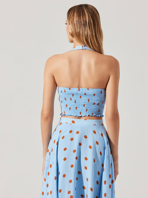 Janie Top in Blue Rust Polkdot