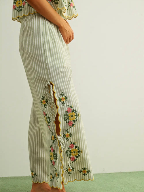 Positano Stripe Pant in Sage
