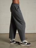 Fallon Fleece Barrel Pants in Charcoal
