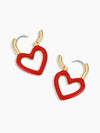Open Heart Enamel Padlock Hoops in Red