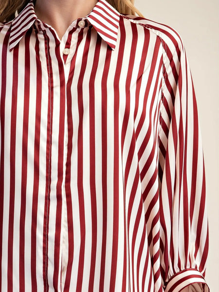 Stripe Season Blouse in Burgundy