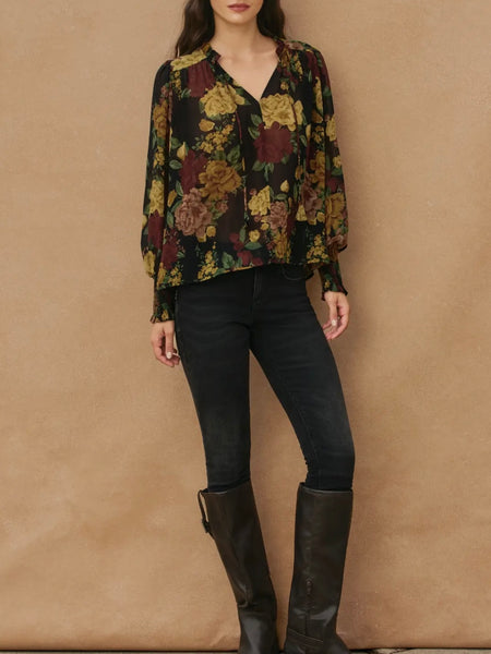 Twilight Bloom Blouse in Black