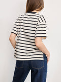 Cotton Oversized Tee in Black & Ecru Stripe