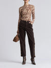 Stretch Mesh Thumbhole Top in Autumn Zebra