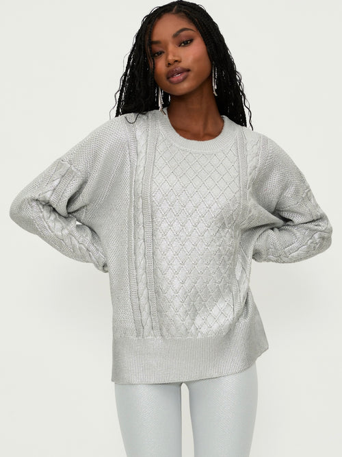 Callie Sweater in Silver Shine Cable