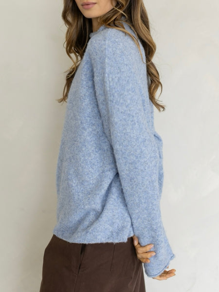 Piper Mock Neck Pullover in Dusty Blue