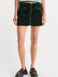 The Cord Mini Skirt in Forest Green