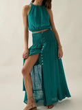 Gauze To Go Maxi Skirt in Tropical Teal
