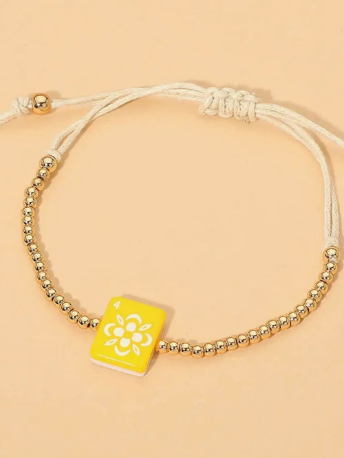 Mahj Charm Bracelet in White & Gold