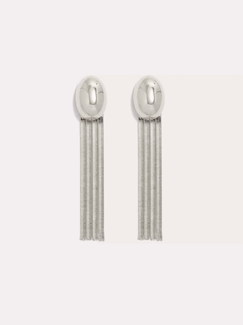 Fringe Dome Earrings in Silver