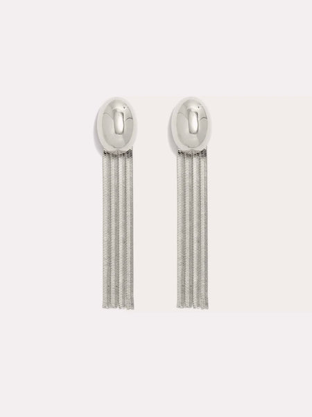 Fringe Dome Earrings in Silver