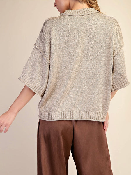Doing The Most Sweater in Light Gold