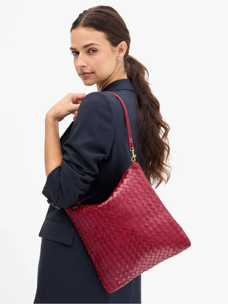 Foldover Clutch in Garnet Medium Woven Diagonal