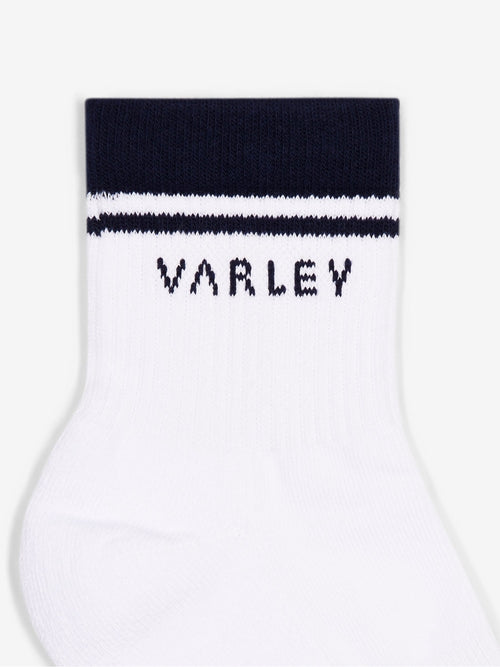 Lenni Half Crew Sock in White & Blue Nights