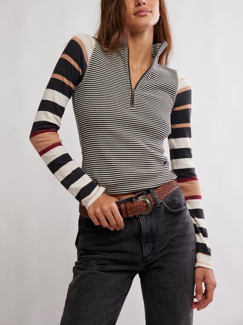Avery Zip Up in Black Combo