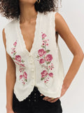 Molly Embroidered Sweater Vest in Cream