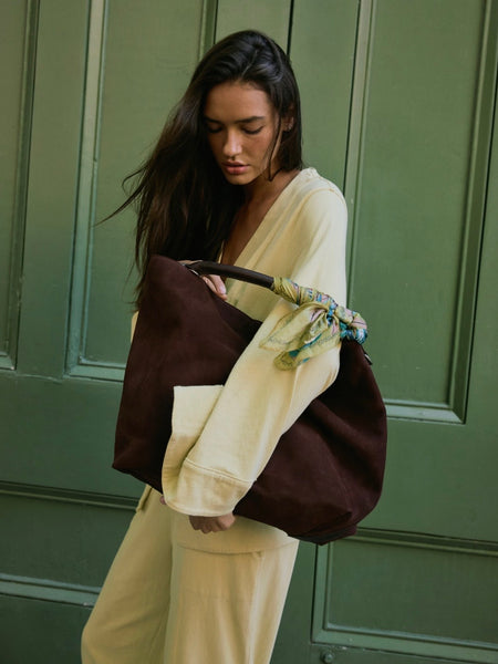 Suzie Suede Slouch Tote in Espresso