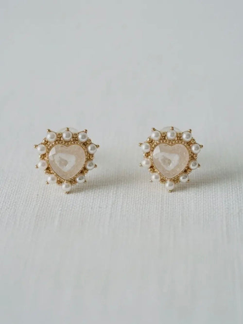 Pale Pink Heart CZ Studs
