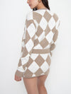 Cher Mini Skort in Neutral Argyle Knit