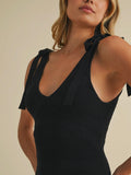 Layered Intentions Stripe Dress in Black & Taupe