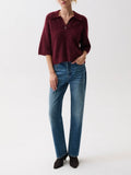 Nadya Polo Sweater in Cherry Wine