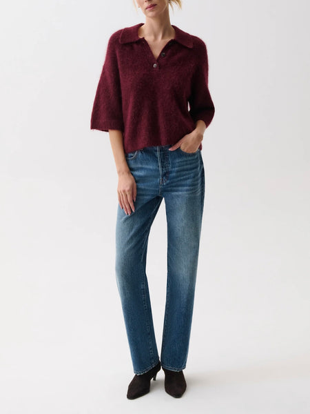 Nadya Polo Sweater in Cherry Wine