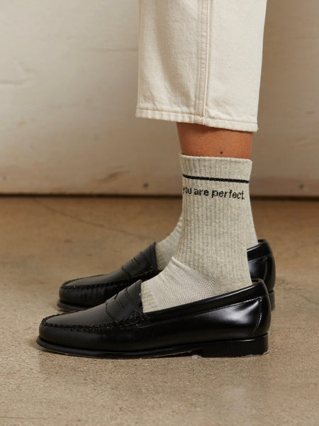 You Are Perfect Socks in Heather Grey