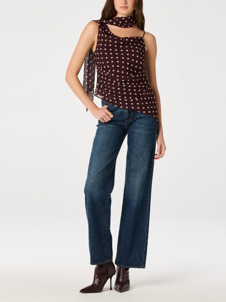 Adrie Top in Brown Polka Dot