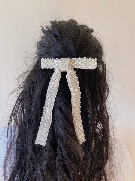 Pearl Hair Bow Barrette