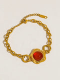 Plume Red Stone Chain Bracelet