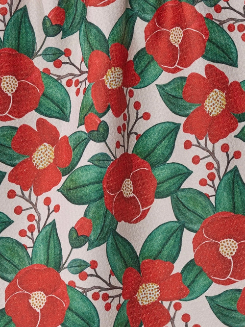Winter Camellia Tea Towel