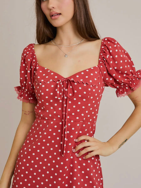 Pretty In Polka Dots Dress in Red