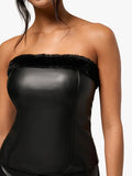 Faux Fur Corset Top in Black