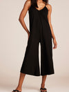 Shirred Wide Leg Jumpsuit in Black