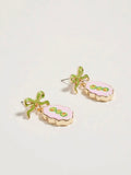 Bow Tile Earrings in Olive