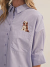 Pocket Pup Button Up in Blue Stripe