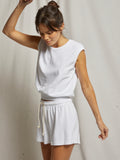 Ellie Loop Terry Tank in White