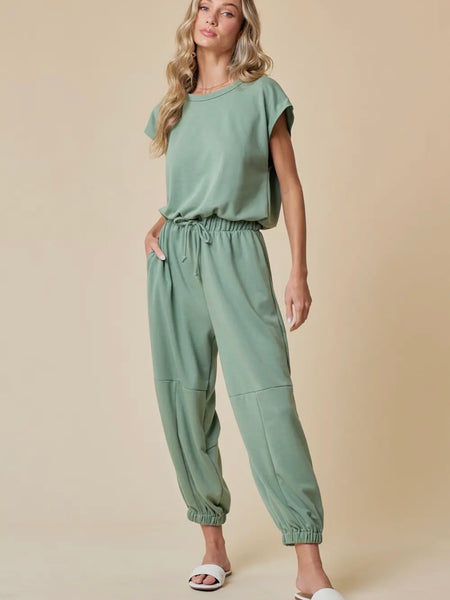 All For One Terry Jumpsuit in Sage