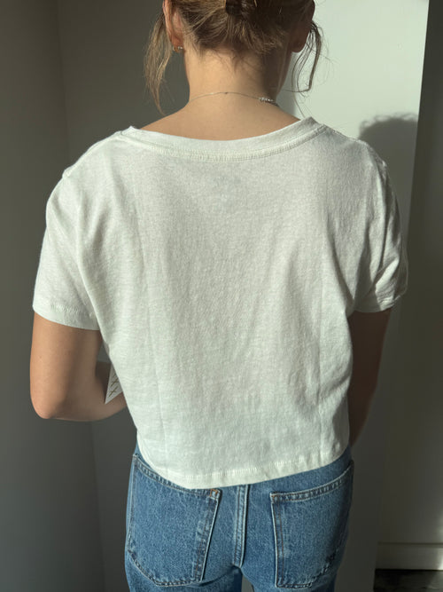 Out of the Boxy Crop Tee in Off White