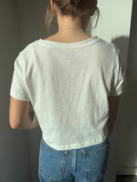 Out of the Boxy Crop Tee in Off White