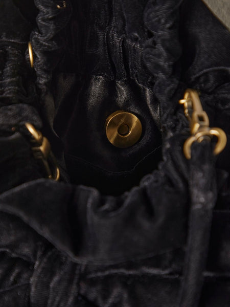 Belle Velvet Bow Bag in Black