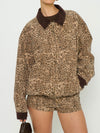 Carter Bomber Jacket in Mod Leopard Denim