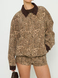 Carter Bomber Jacket in Mod Leopard Denim